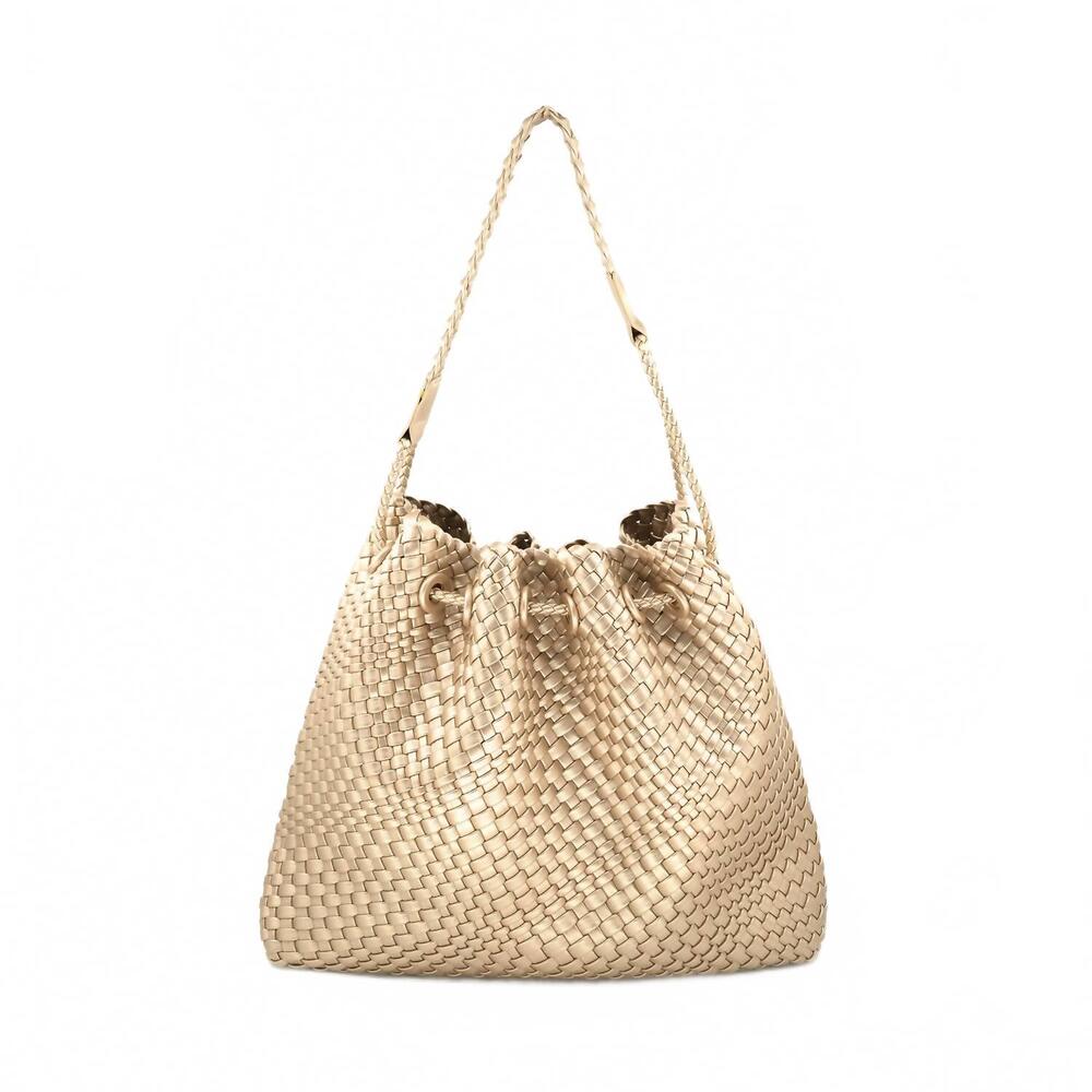NEW BC HANDBAGS kara woven bag in champagne